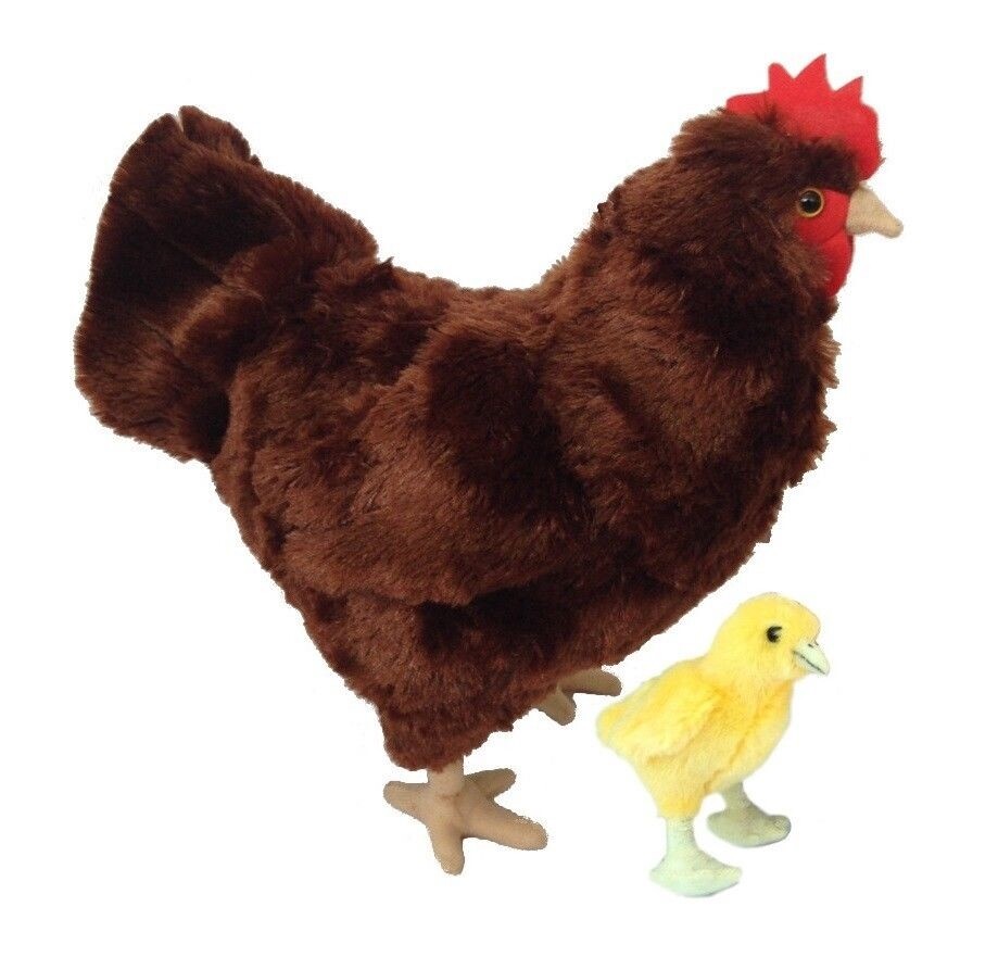 ADORE 12″ Standing Ruby the Hen Chicken with Baby Chick Stuffed Animal Plush Toy