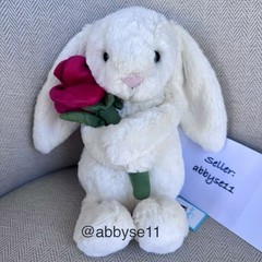 Jellycat Cream Bunny With Rose Plush Toy NWT Authentic BB6ROSE Valentines Gift🌹