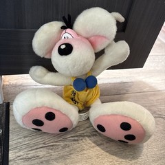 Vintage Diddl Plush Mouse – Authentic Collectible from Germany – Yelow Overalls