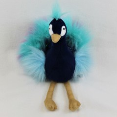 Aurora Purely Luxe Peacock Plush Bird Stuffed Animal Sparkle Feathers 14″ Blue