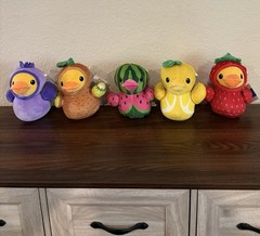 Duck Plush Fruit Series Set Of 5 Watermelon Kiwi Lemon Strawberry Blueberry