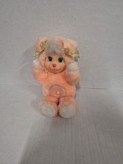 1990 Vintage Mattel Magic Nursery Pets Peach Baby Teddy Bear Plush Doll Toy 10″