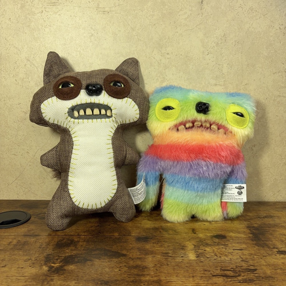 Fuggler Fart Face Plush lot Rainbow and Suspicious Fox Both Work