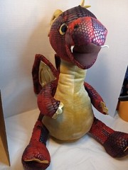 Hug Me Large Stuffed Gold and Red Dragon 18″ Roaring and Eyes light up Works!