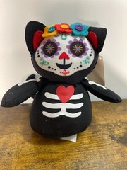 Lot of 3 Day of the Dead Black Cat Plushes 6″, New