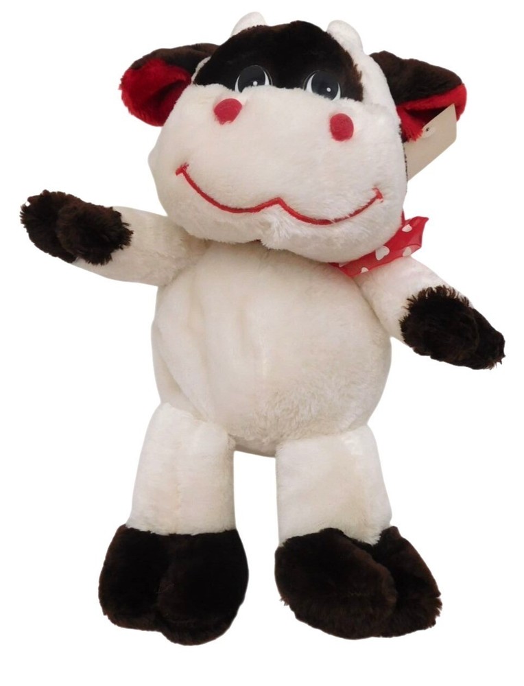 Dan Dee Valentine’s Day Cow Plush Black White Red Heart Bow Smiling Farmcore