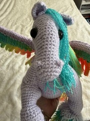 OOAK Handmade Pegasus Plush Rainbow Wings Fantasy Unicorn Art Doll Gift
