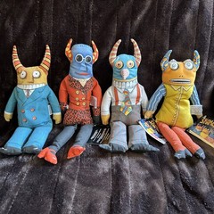 4 RARE Vintage NOS Shamlanders Bean Bag Dolls Creatures Fantasy Book Characters