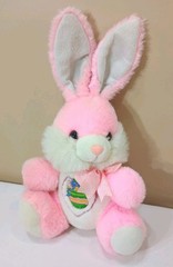 Dan Dee Pink Easter Spring Bunny Rabbit 14” Plush Vtg W Embroidery Egg Stuffed