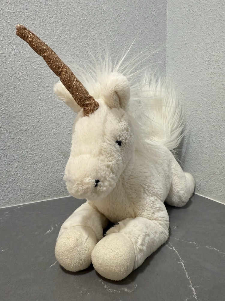 JELLYCAT Unicorn 14” Plush Stuffed Animal Luna White Lovey Gold Glitter Horn