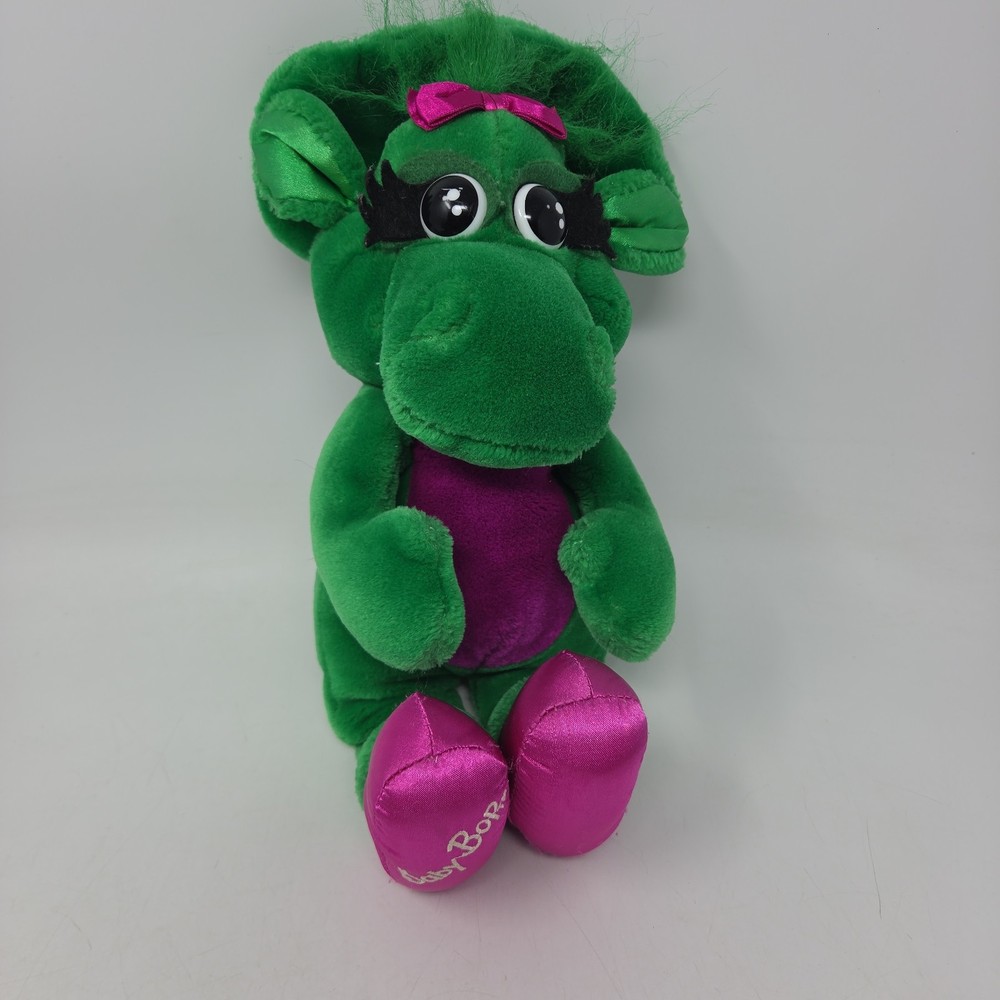 Vintage Baby Bop Plush Dinosaur 15″Stuffed Animal Barney Green Purple Lyons 1993