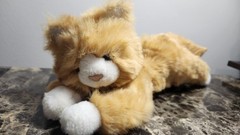 Orange Tabby Cat Plush 12″ MJC International Stuffed Animal 1992 Lying Down