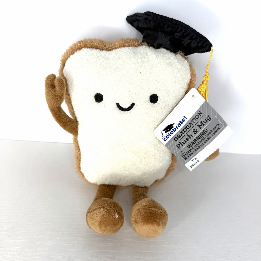 Way To Celebrate Graduation Toast Plush 9 Inch Stuffed Toy With Cap No Mug NWT