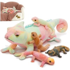 Realistic 27″ Chameleon Stuffed Animal Family Set