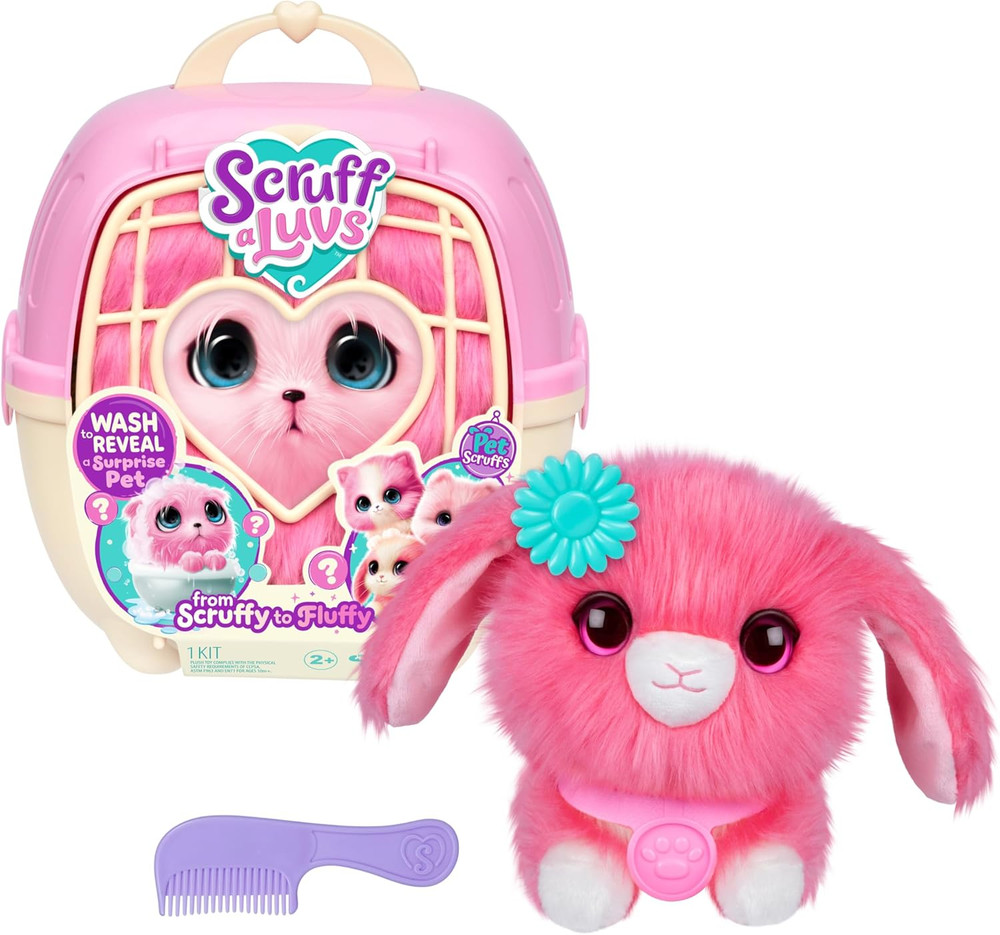 Pink Surprise Pet, Mystery Plush Toys, Stuffed Animals, Wash to Reveal 1 of 3 Re