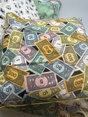8 Monopoly Handmade Throw Porch Pillows Vtg 18″ Removable Cover Board-game Theme