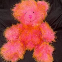 Russ Taffy Teddy Bear Plush Pink Orange Shaggy Fur Has Hang Tag Custom Necklace