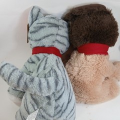 Lot of 2 PETSMART LUCKY CAT & CHANCE DOG Plush Squeaky Toy Stuffed Animal