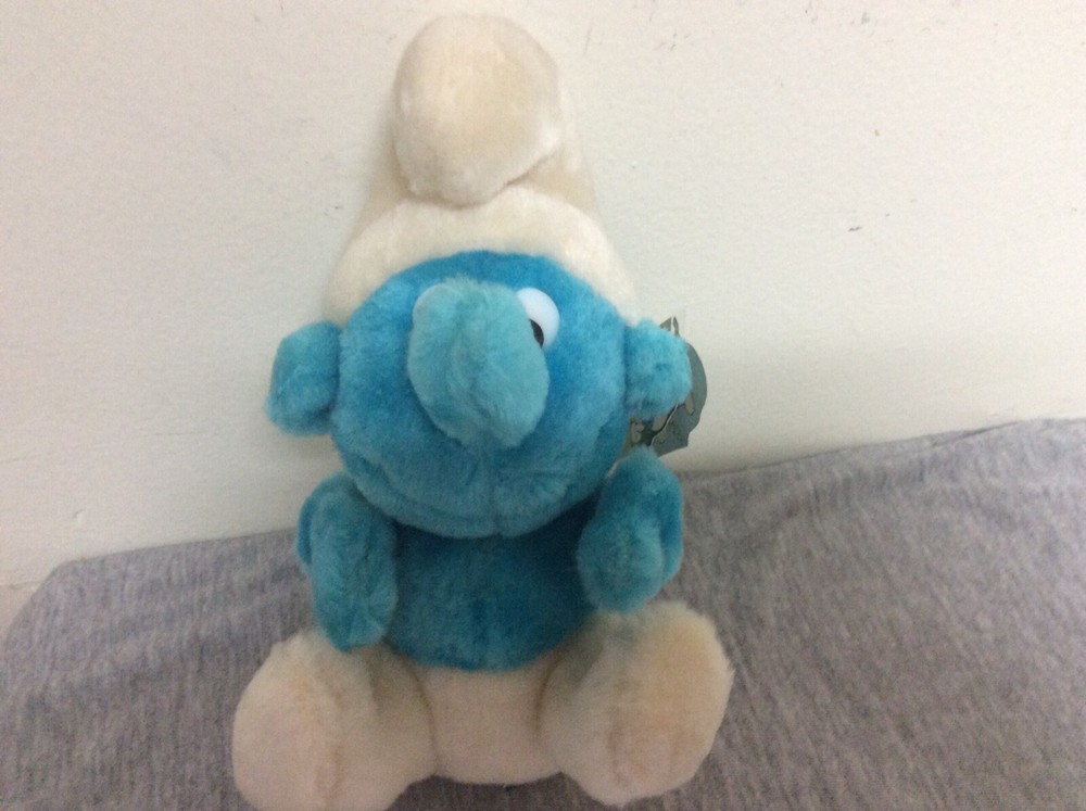 Vintage 1980 Schleich Smurf Bean Bag Plush Toy New w/Tag