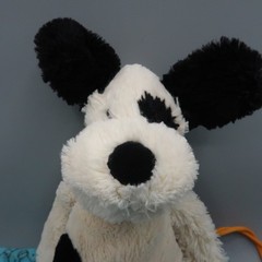 JELLYCAT Bashful Puppy Dog Black Cream White Plush Stuffed Toy Small 8” Spot
