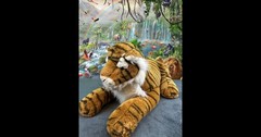 Rare Tiger Lion Stuffed Animal Realistic Plush Extra Large Unique NM Stuffy