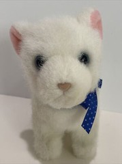 GUND Catnip White Kitten Cat Plush 8” Blue Polka Dot Bow #1126 Stuffed Animal