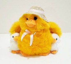 Cute Easter Mommy Duck & Attached Baby Ducklings Plush Stuffed Animal W/ Hat 10″