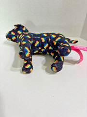 Victoria’s Secret Pink Heart Shape Rainbow Dog Plush Black 7″ 2019