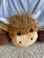 MTY International Cow Plush Scottish Highland Cuddle Toy Ribbed Hooves Laying
