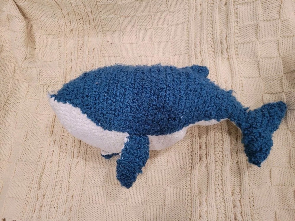 Crochet Realistic Blue Humpback Whale Handmade Weighted Wool and Acrylic Yarn