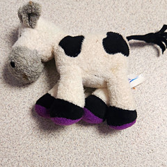 Cadbury Trebor Bassett Plush Stuffed Cow Small 6-14 in White Black Purple