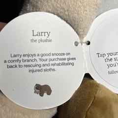 Sloth Plush Follow Your Legends Adopt A Sloth Larry 9” Tree Branch Tag A5