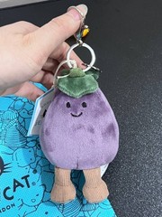 Jellycat Vivacious Eggplant Bag Charm Plush Keychain with Dust Bag – NWT Gift US