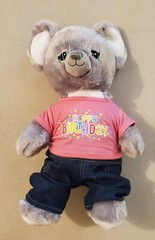 Build A Bear Gray Mouse Overalls Birthday 17″