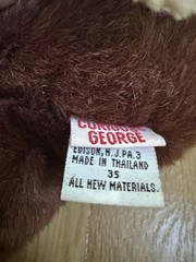 Curious George Monkey Plush Stuffed Animal Brown/Beige w/ Red Shirt Small 1980