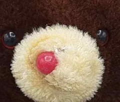 KOMFY BEAR 1985 Brown & Beige Plush 11″ Red Nose Taiwan Vintage Stuffed Animal