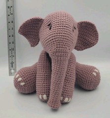 Handmade Crochet Elephant Plush Gray Stuffed Animal Soft Toy
