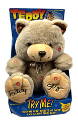 Vintage Teddy Talking Bear Teddy Sez 1990s Stuffed Plush Toy Multi Touch 11″ Tan