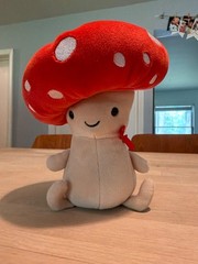Jellycat Fun Guy Robbie Red Cap Mushroom 6.5″ Soft Stuffed Plush Toy With Ribbon