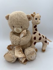 Lot Little Me Tan Plush Teddy Bear Blanket & Sophie Giraffe Rattle