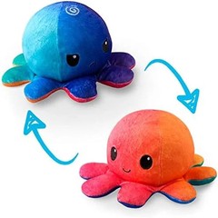 TeeTurtle Reversible Octopus Plushie 4-Inch Sunset + Mermaid Two-Sided Flip Plus