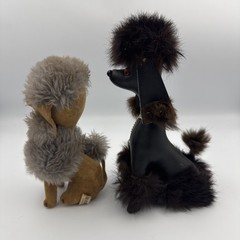 1960s Plush Poodle Dog Lot Kamar & Herman Pecker Wire Tail Made in Japan