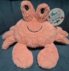 LINZY TOYS FLUFFY LIGHT PINK CORDUROY CRAB PLUSH 7 IN NWT