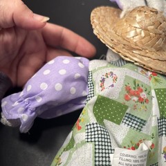 Easter Creative Design LTD 15” Polka Dot/Floral Outfit Rabbit Weighted Straw Hat