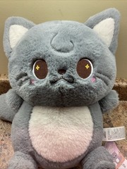 NWT Miniso Desert Star Gray Cat Plush 14″ Stuffed Animal Kitten Sparkle Eyes
