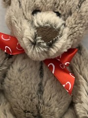 Small 8″ Walmart Sitting Frosted Brown Bear w/ Red Heart Bow Plush Teddy Bear