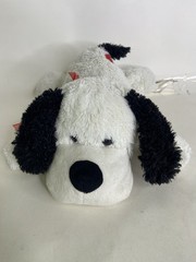 Animal Adventure Puppy Dog Plush Stuffed Toy White Black Red Felt Heart Red Bow