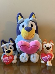 Bluey & Bingo Valentines Plush Set Valentines Hearts Lot of 3