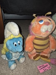 Vintage Original 1980s Plush Lot Care Bears, Smurfs, Wuzzles
