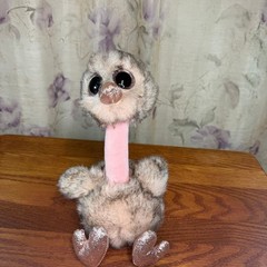 TY Sparkly Gold & Pink Ostrich Plush Toy